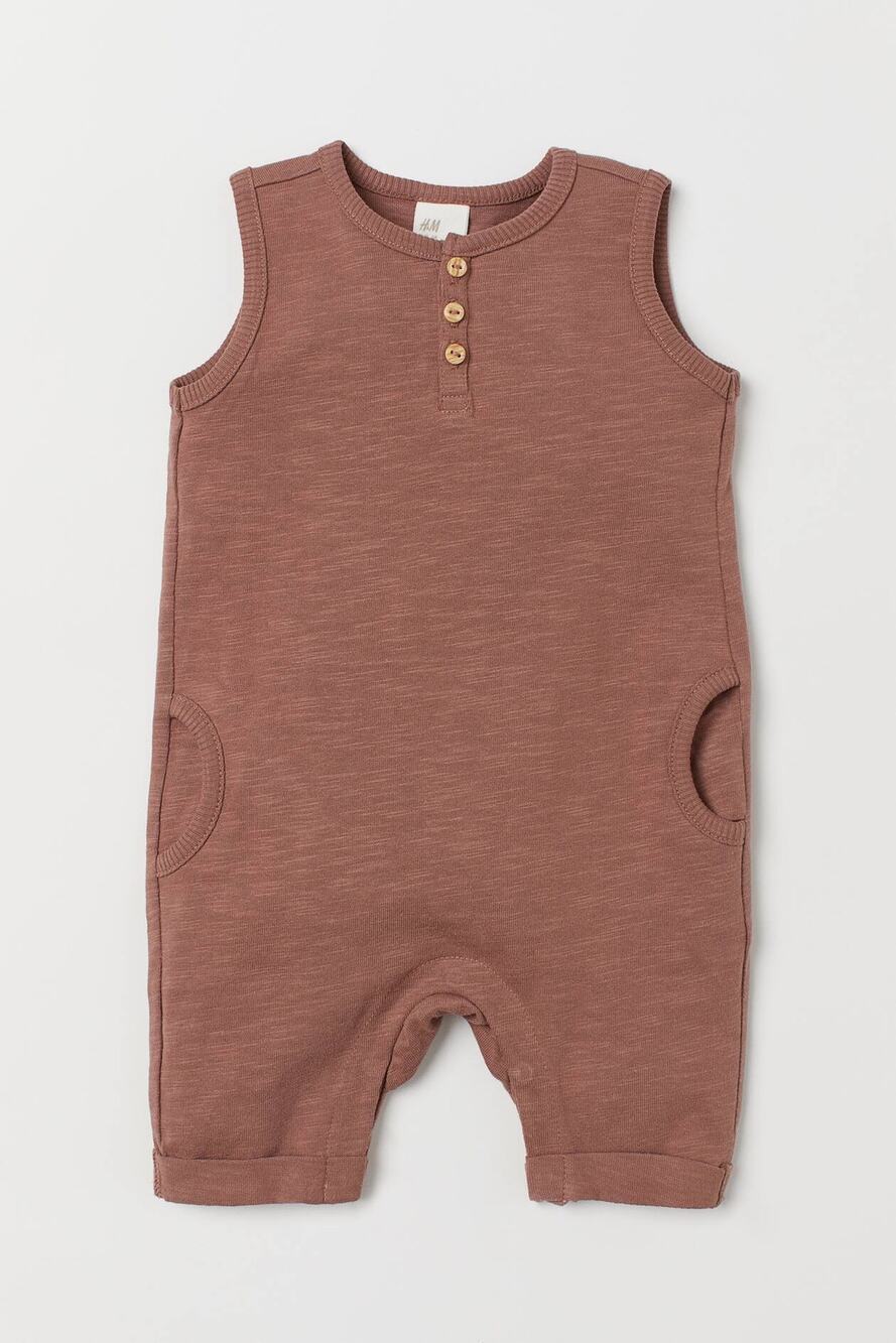 H&M Sleeveless Romper Dark Old Rose Brown Size 4-6 Months Organic Cotton